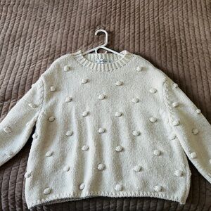 Zara Cream Textured Dot Sweater